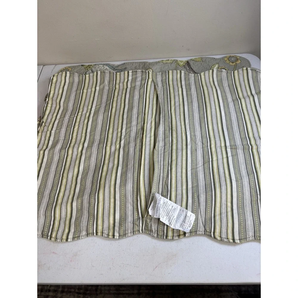 Clarice Dove Pattern Standard Size Pillow Shams Reversible Stripe Set Of 2
